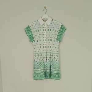 Maje Green and White Patterned Dress
